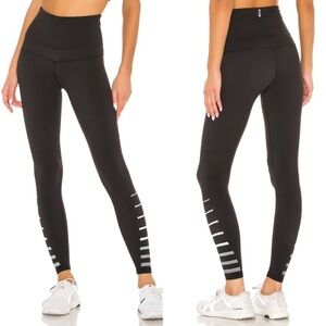 Lilybod Molly Leggings High Rise Waist Tights Striped Tarmac Black Size XS